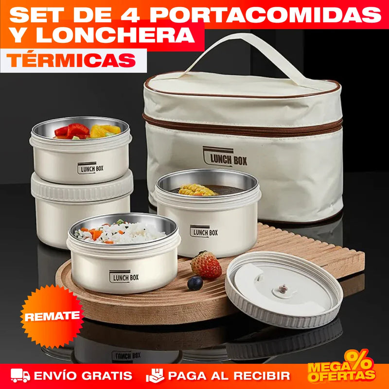 SET X4 PORTACOMIDAS Y LONCHERA TÉRMICA