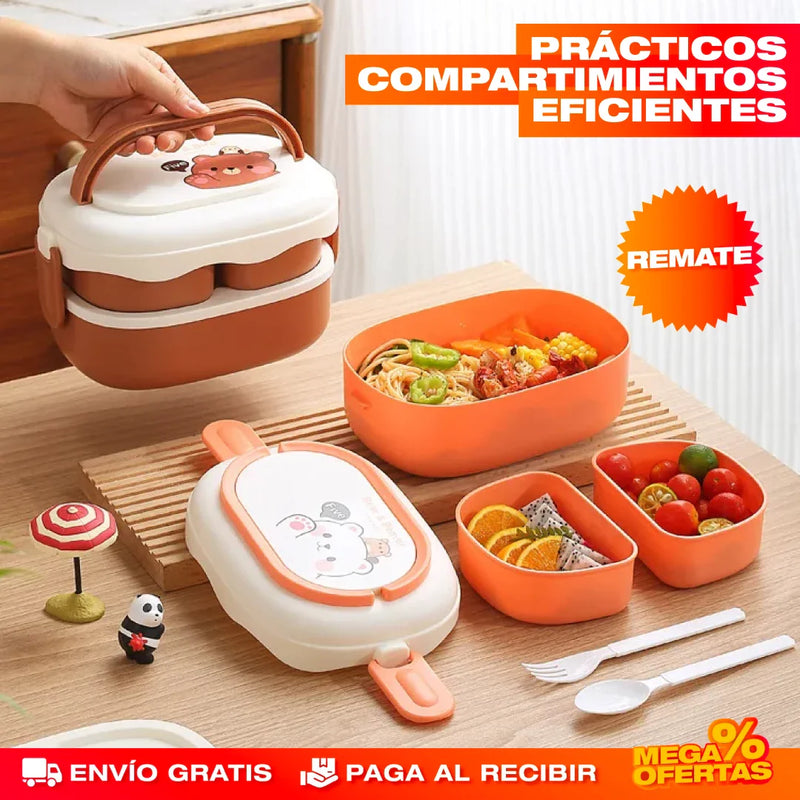LONCHERA MULTICOMPARTIMENTOS DISEÑO DE OSITO