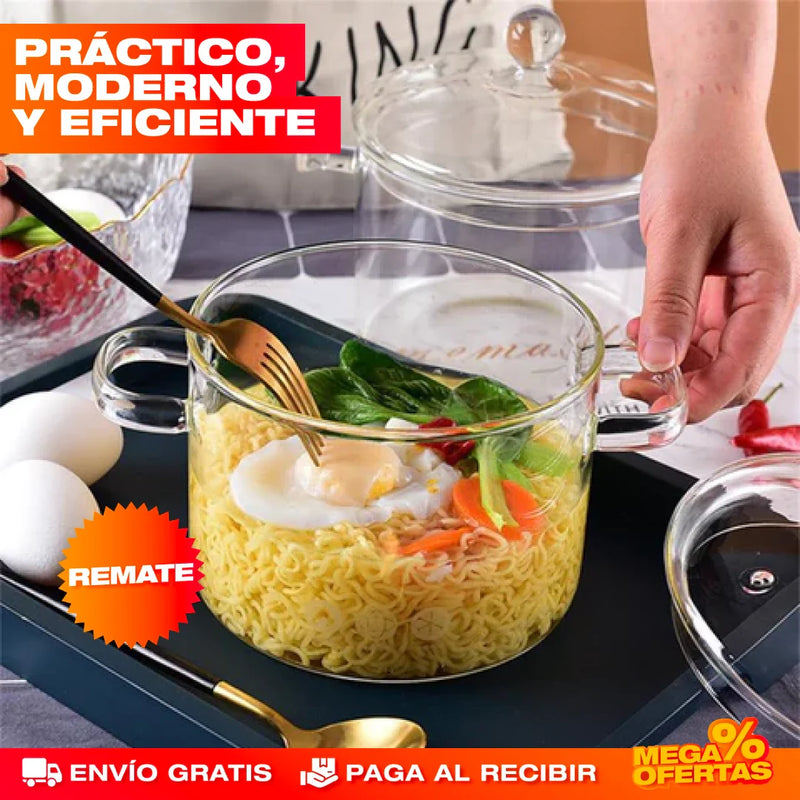 OLLA DE VIDRIO TRANSPARENTE + ENVÍO GRATIS