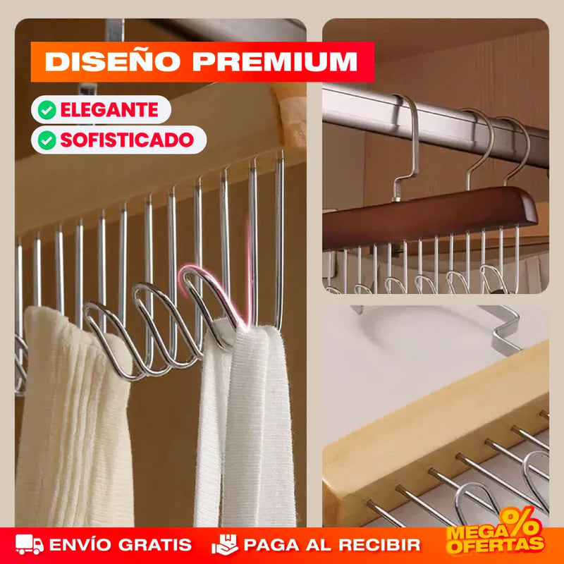COMBO X4 GANCHO COLGADOR ORGANIZADOR DE MADERA