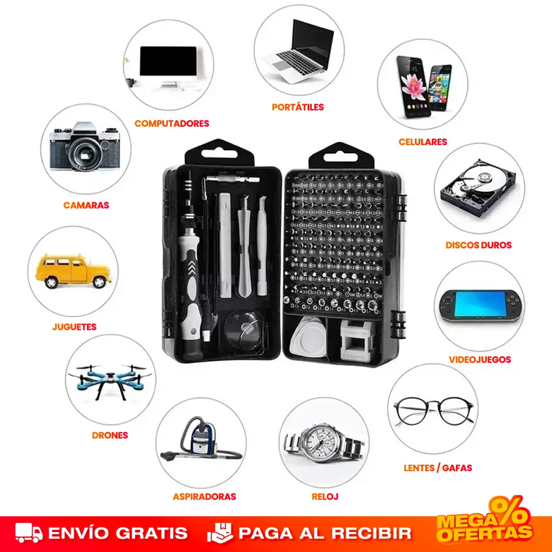 KIT DESTORNILLADORES MAGNÉTICOS 110 PIEZAS