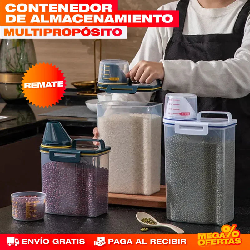 RECIPIENTE HERMÉTICO CON TAPA MEDIDORA