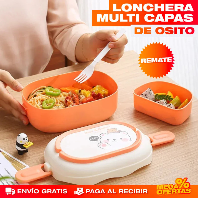 LONCHERA MULTICOMPARTIMENTOS DISEÑO DE OSITO