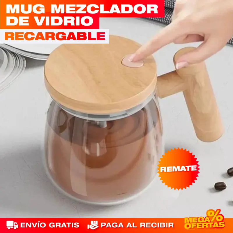 MUG MEZCLADOR DE VIDRIO RECARGABLE