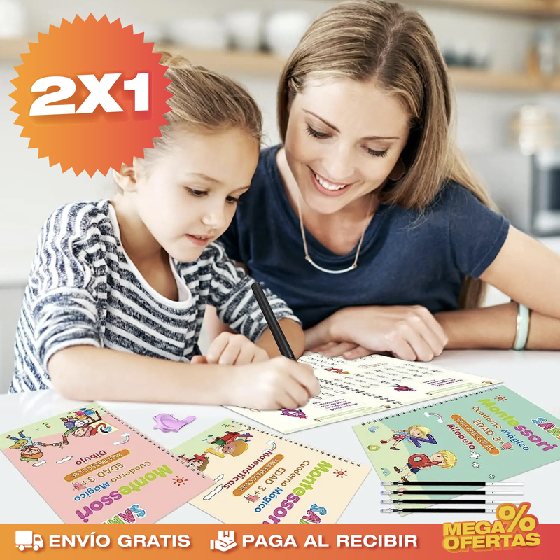 PROMO 2X1 SET DE 4 LIBROS DE CALIGRAFÍA CON TINTA MÁGICA REUTILIZABLE