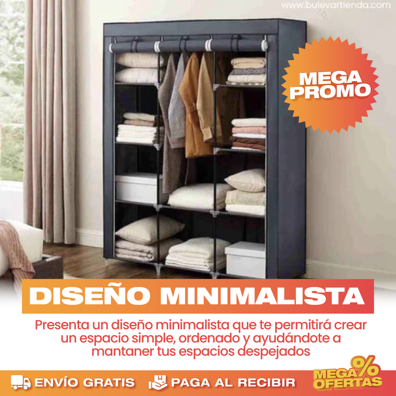 CLOSET PORTATIL DE 3 COMPARTIMIENTOS (TAMAÑO GRANDE)