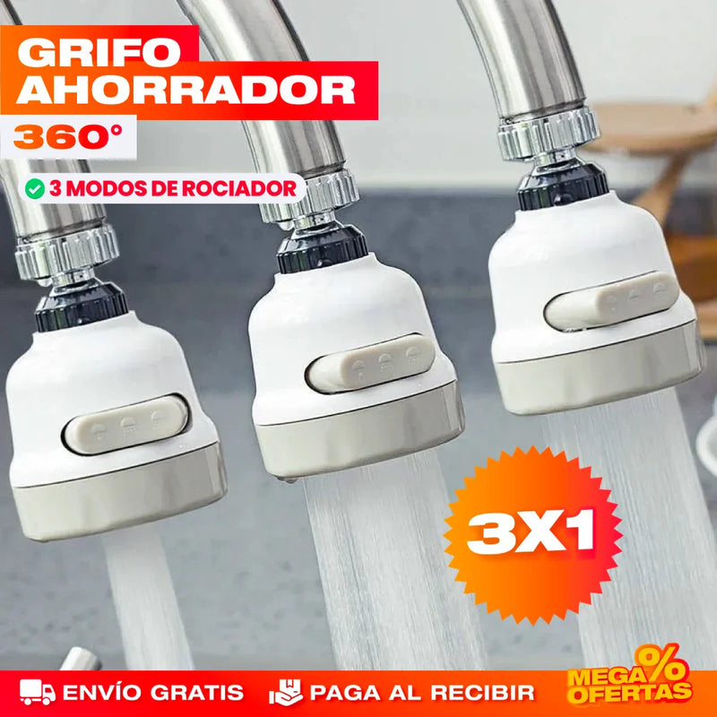 PROMO 3X1 GRIFO GIRATORIO AHORRADOR 360°